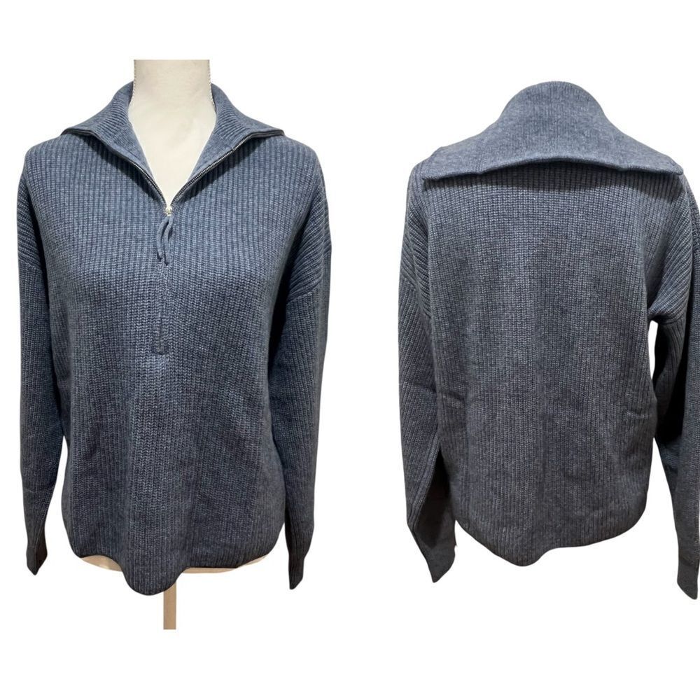 NWT Revolve One Grey Day women's cashmere quarter zip sweater size large